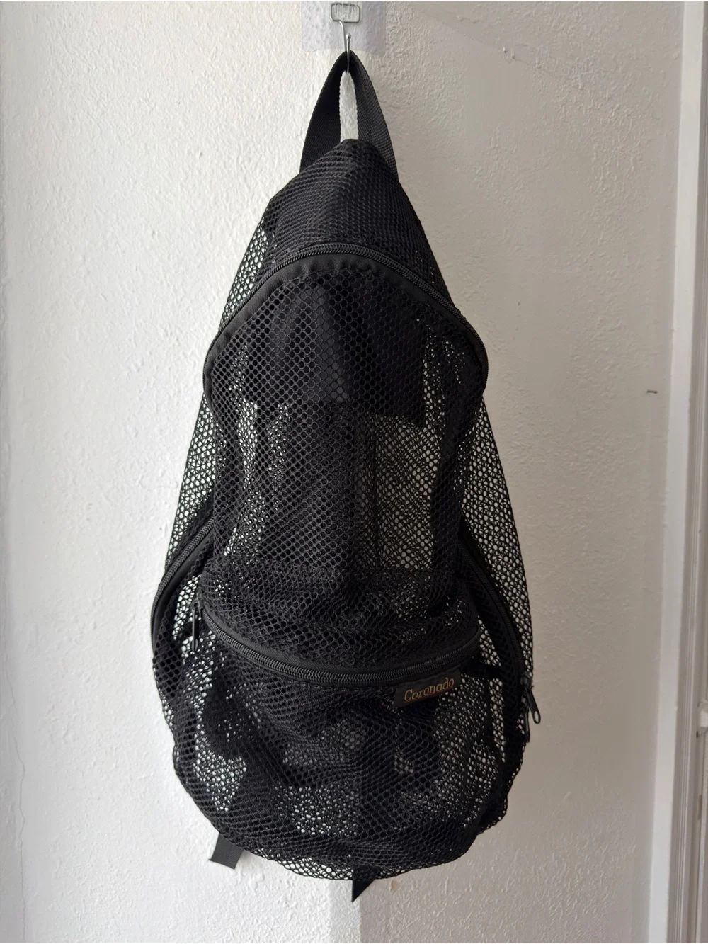 Vintage 00s Coronado black mesh see thru backpack 5x11x17”